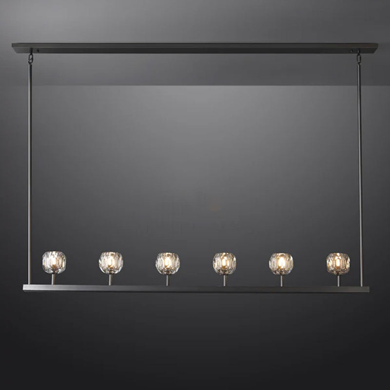 Kristal Ball Linear Crystal Chandelier, Dining Table Lamp, Kitchen Island Lamp Black Linear: 60''