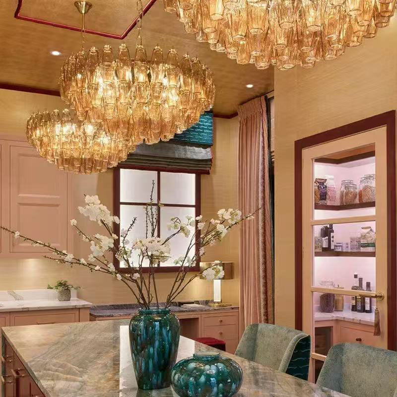 Transparent Glass Round Chandelier 24"31"40"