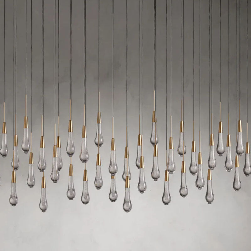 Solitaire Glass Linear Chandelier Lighting 37'' 50'' 70'' 87"W 120"W