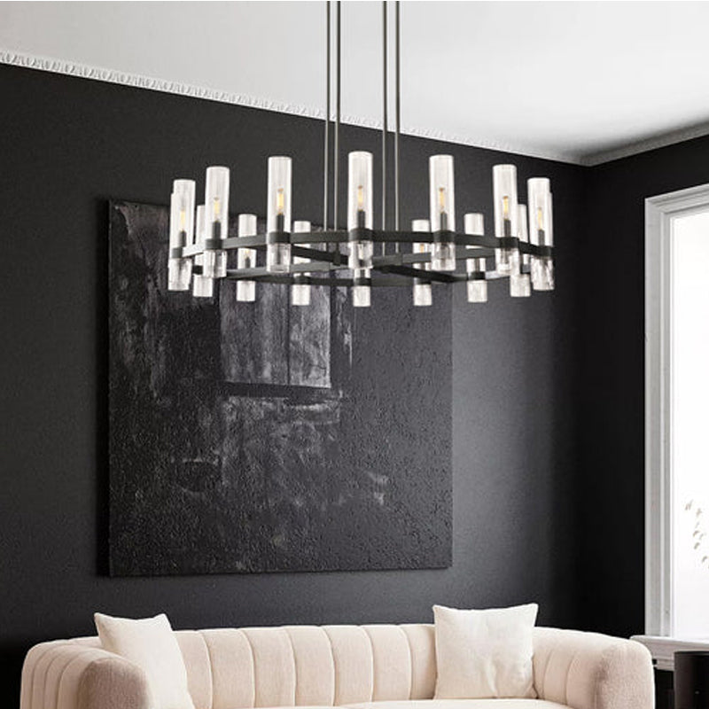 Foyer Dimming Lighting Vintage Brass Stainless Wheel Ravelle Clear Glass Round Chandelier