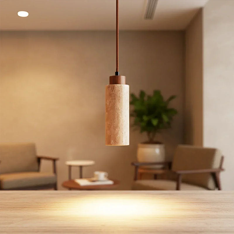 Square Round Travertine Pendant Lamp