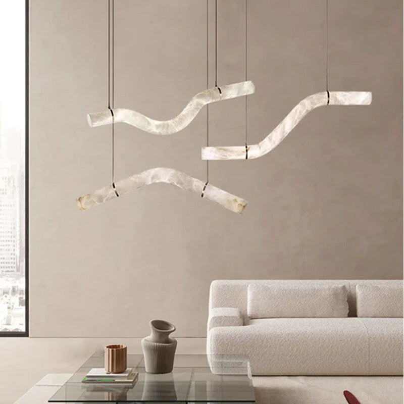 Minimalist Long Cord Ceiling Pendant Alabaster Lighting | 120/150cm Length