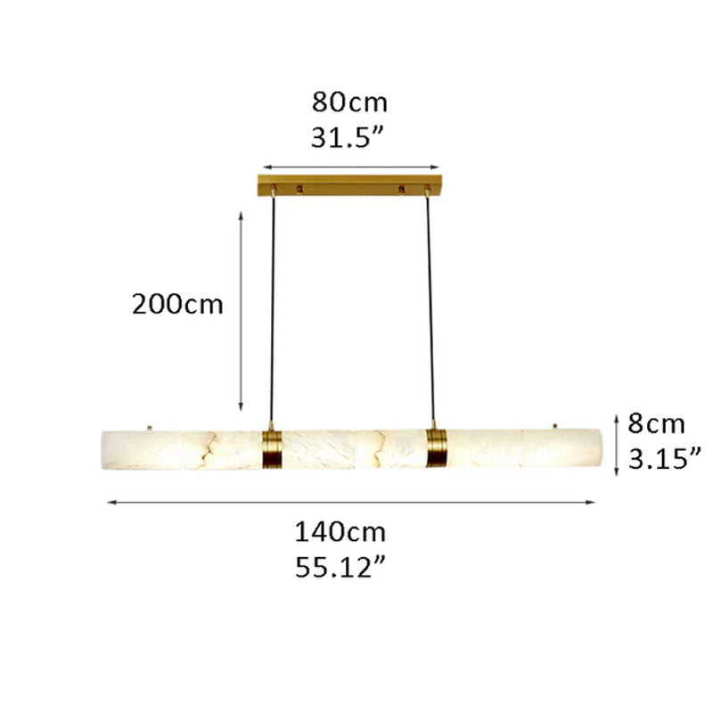 Minimalist restaurant kitchen island with natural Alabaster Chandelier Brass Diameter 55.127 inches * Height 3.15 inches Diameter 140 cm * Height 8 cm