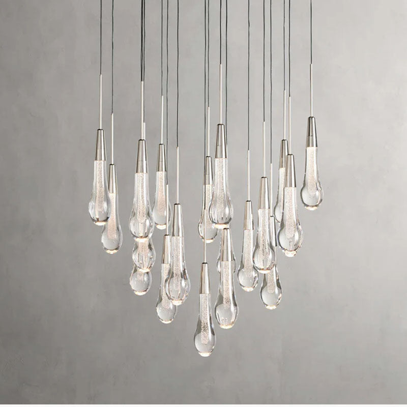 Modern 15'' 23'' 35'' 57'' Round Chandelier Lighting Nickel 19 Heads Dia 60 cm x H 29 cm Dia 23.62 x H 11.42 inch