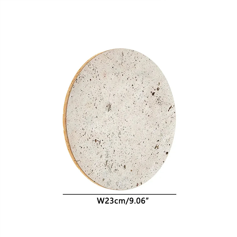 Round Natural Travertine Wall Lamp Beige Dia 23 cm x H 23 cm ∅ 9.06″ x H 9.06″