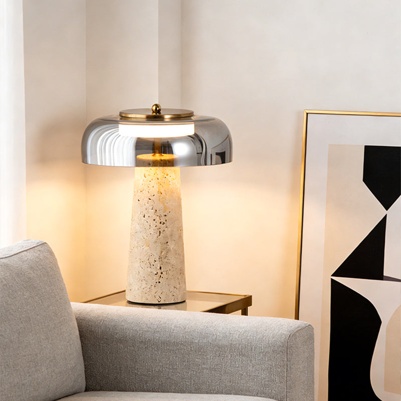 Yellow travertine table lamp