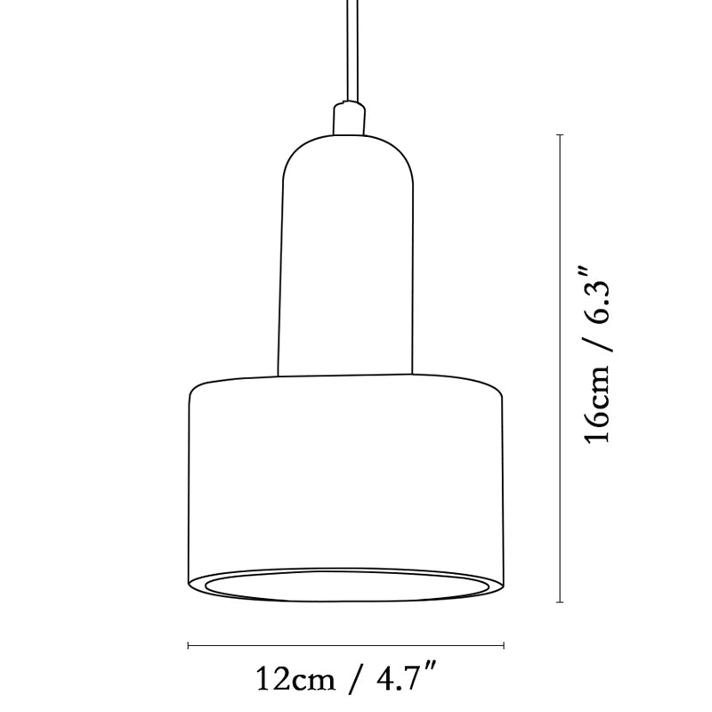 Travertine Cylinder Pendant Light Walnut wood color D4.7"