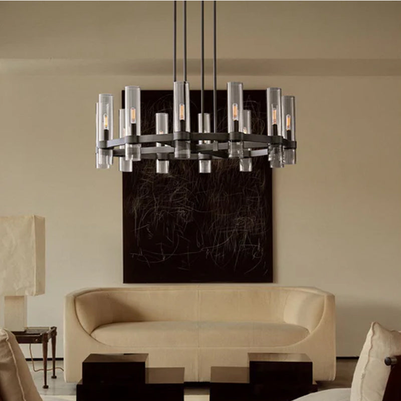 Foyer Dimming Lighting Vintage Brass Stainless Wheel Ravelle Clear Glass Round Chandelier