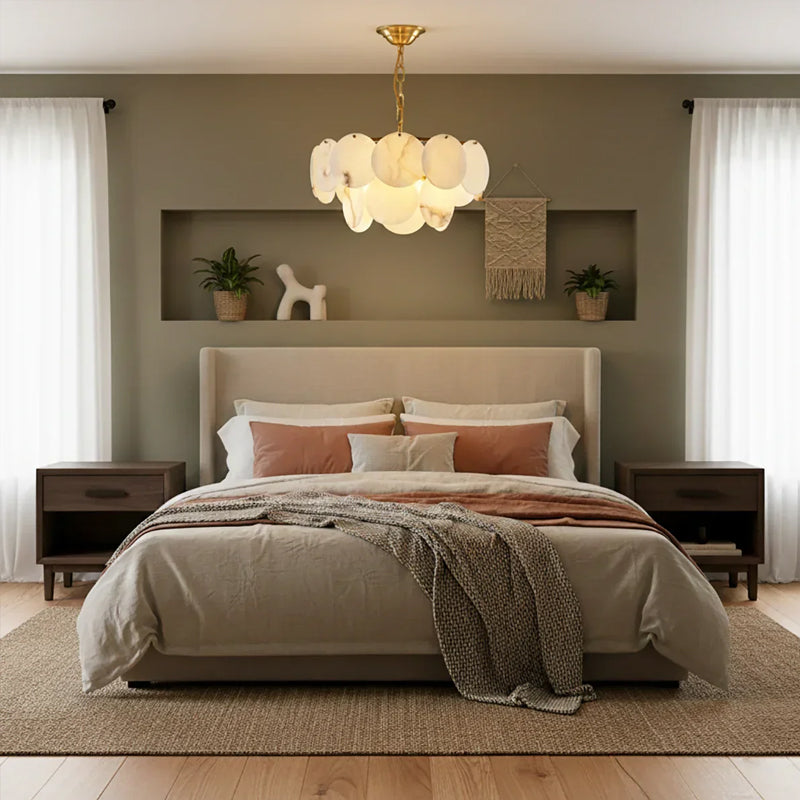 Alabaster Multi-Layer Brass Chandelier