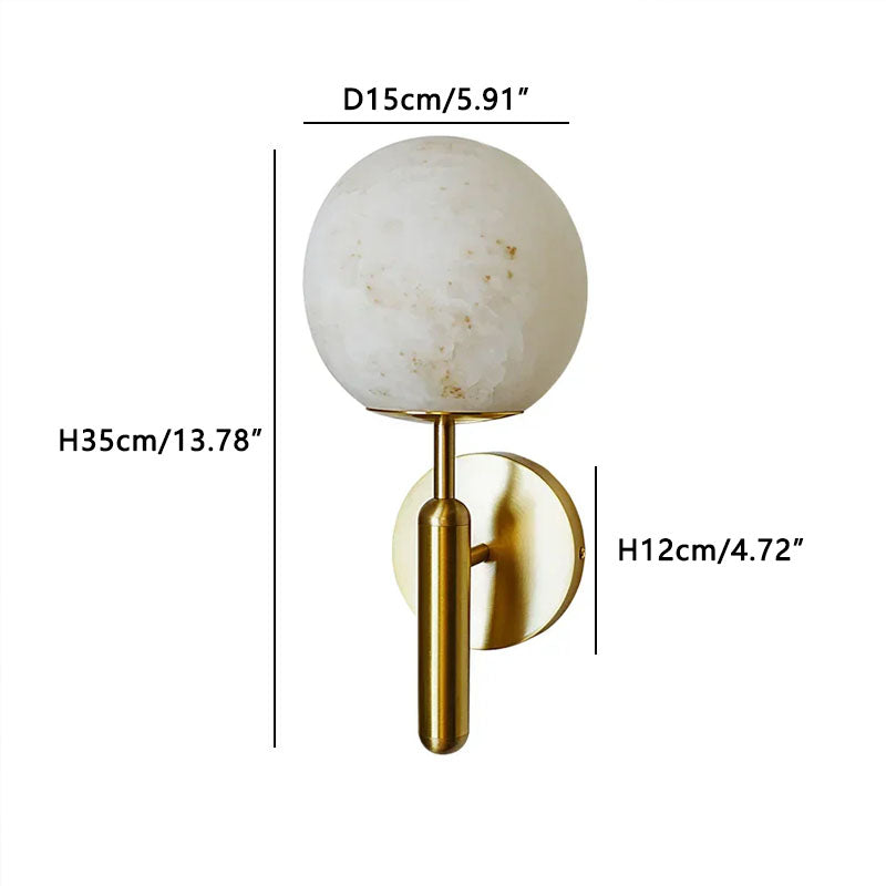 Orbis Alabaster Wall Lamp Gold Dia 15cm x H 35cm ∅ 5.91″ x H 13.78″