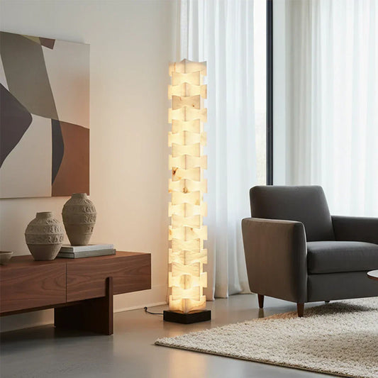 Irregularly Shaped AAlabaster Floor Lamp