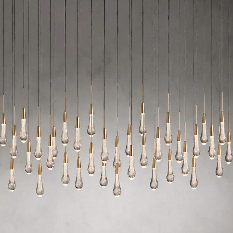Solitaire Glass Linear Chandelier Lighting 37'' 50'' 70'' 87"W 120"W 42Heads Dia 175 cm x H 50 cm ∅ 70″ x W 20″ Brass