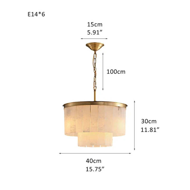 2 Tier Alabaster Chandelier lamp 120CM in brass for dining room Brass D15.75“