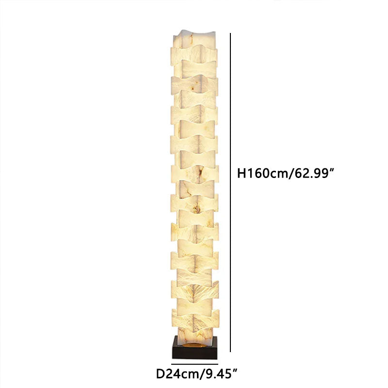 Irregularly Shaped AAlabaster Floor Lamp Dia 24 cm x H 160 cm ∅ 9.45″ x H 62.99″