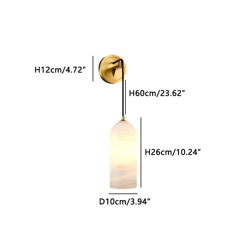 Modern Petra Alabaster Wall Sconce Gold Dia 10cm x H 26cm ∅ 3.97″ x H 10.24″