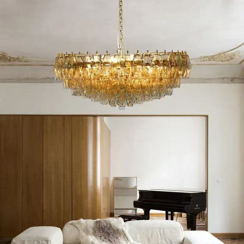 Transparent Glass Round Chandelier 24"31"40"