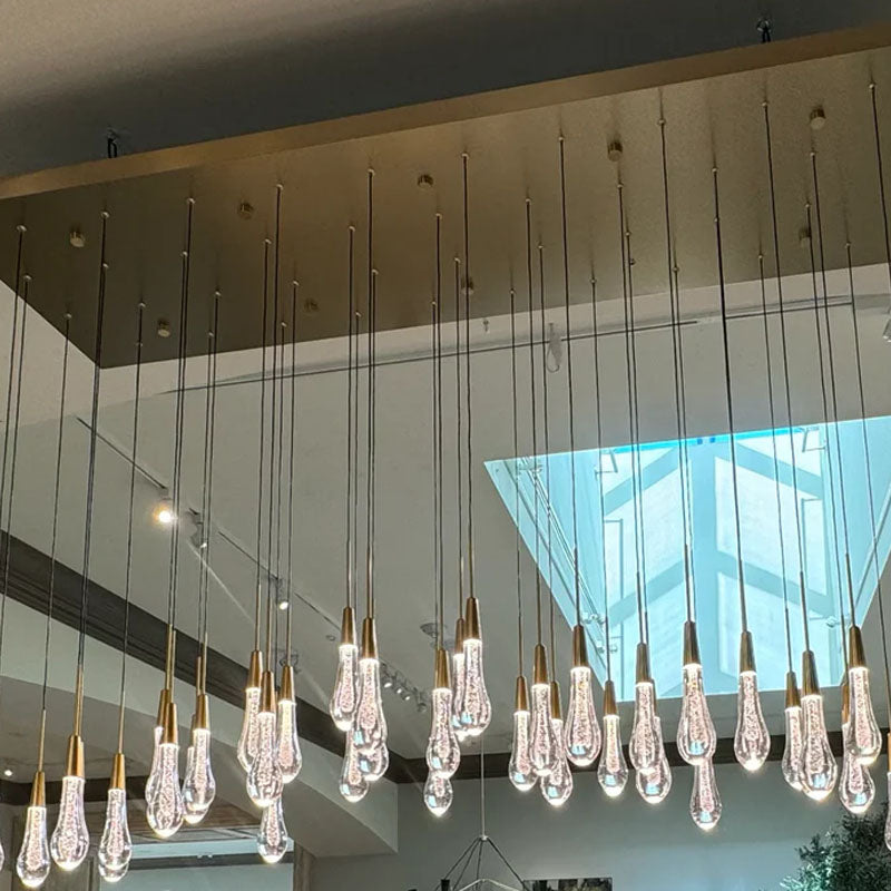 Solitaire Glass Linear Chandelier Lighting 37'' 50'' 70'' 87"W 120"W