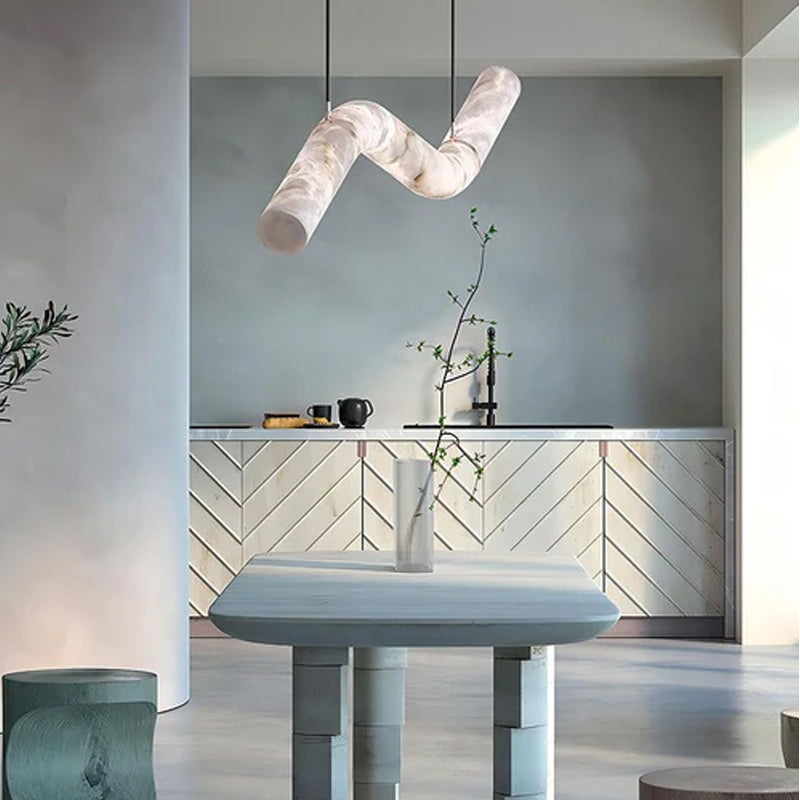 Minimalist Long Cord Ceiling Pendant Alabaster Lighting | 120/150cm Length