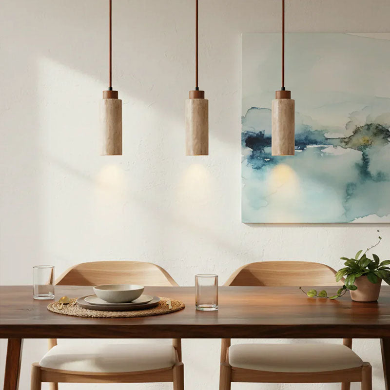 Square Round Travertine Pendant Lamp