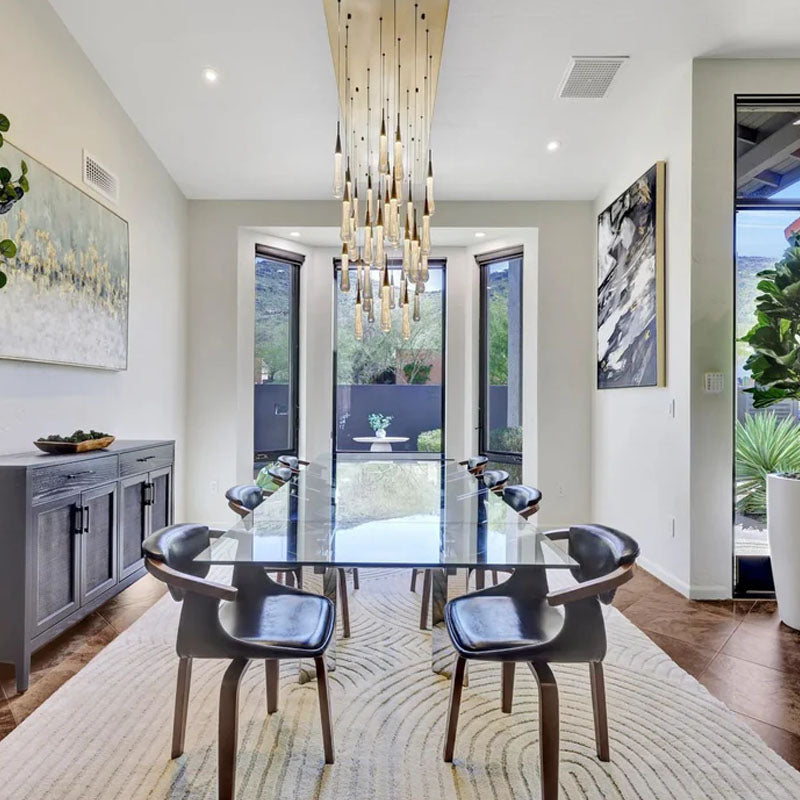 Solitaire Glass Linear Chandelier Lighting 37'' 50'' 70'' 87"W 120"W