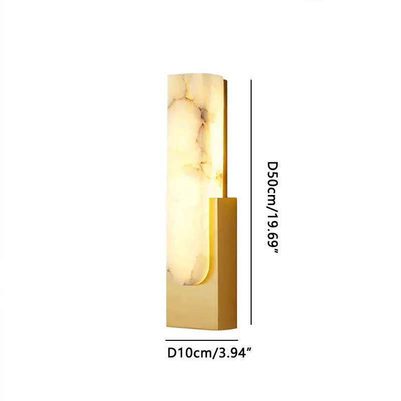 Alabaster Rectangle Wall Sconce Gold Dia 10cm x H 50cm ∅ 3.94″ x H 19.69"