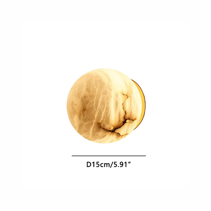 Orb Alabaster Wall Lamp White+Gold Dia 15cm x H 15cm ∅ 5.91″ x H 5.91″