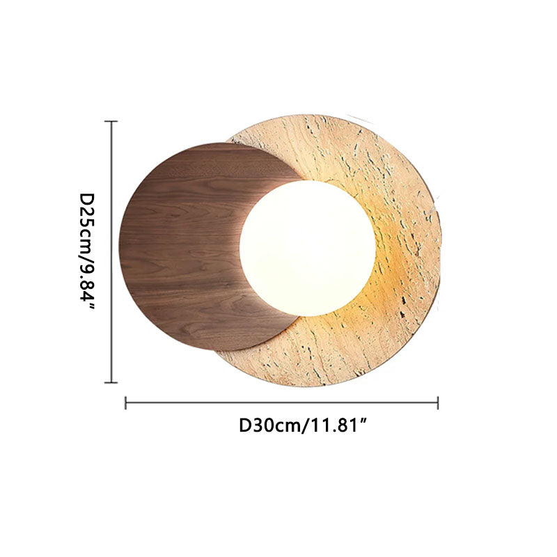 Lunar Eclipse Travertine Wall Lamp Dark wood Dia 30cm x H 25cm ∅ 11.81″ x H 9.84"