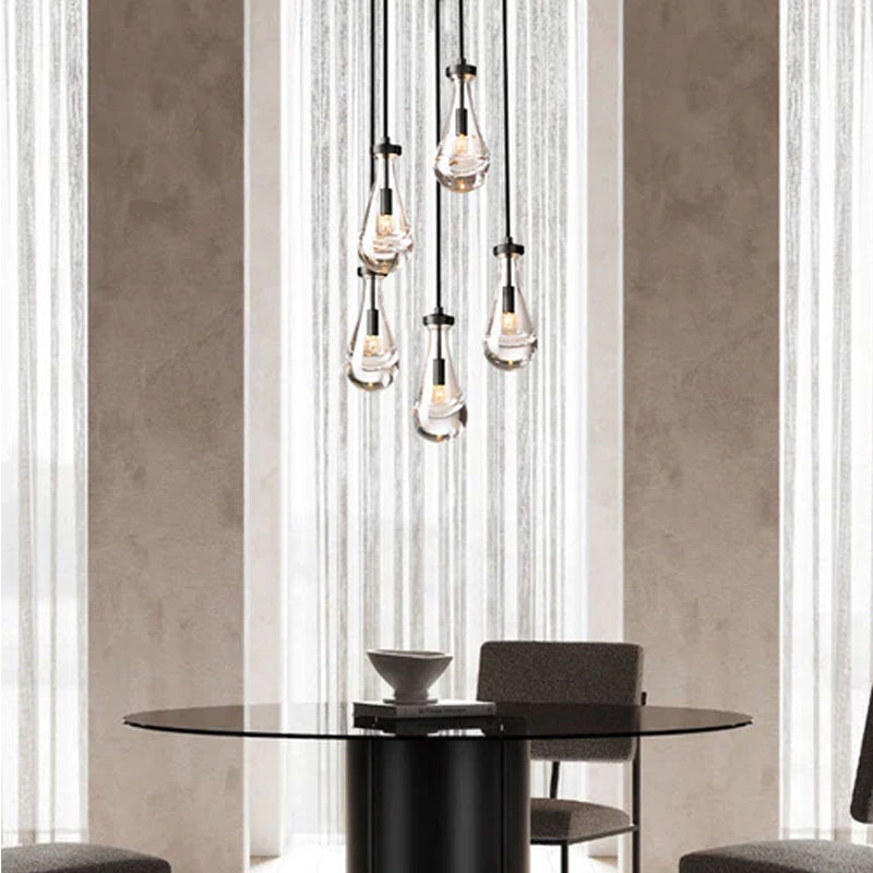 Modern Floating Crystal Raindrop Rectabgular Chandelier Wide 72" for Dining Room