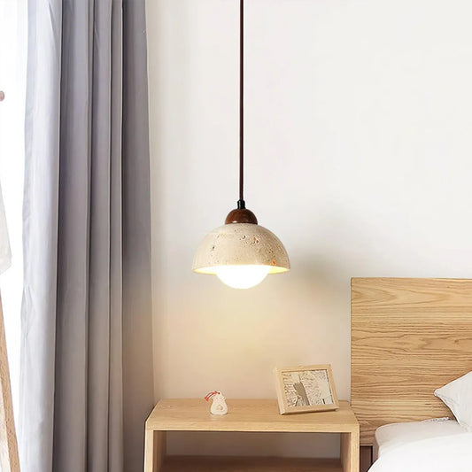 Travertine Glass Semicircle Pendant Light