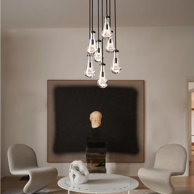 Modern Floating Crystal Raindrop Rectabgular Chandelier Wide 72" for Dining Room