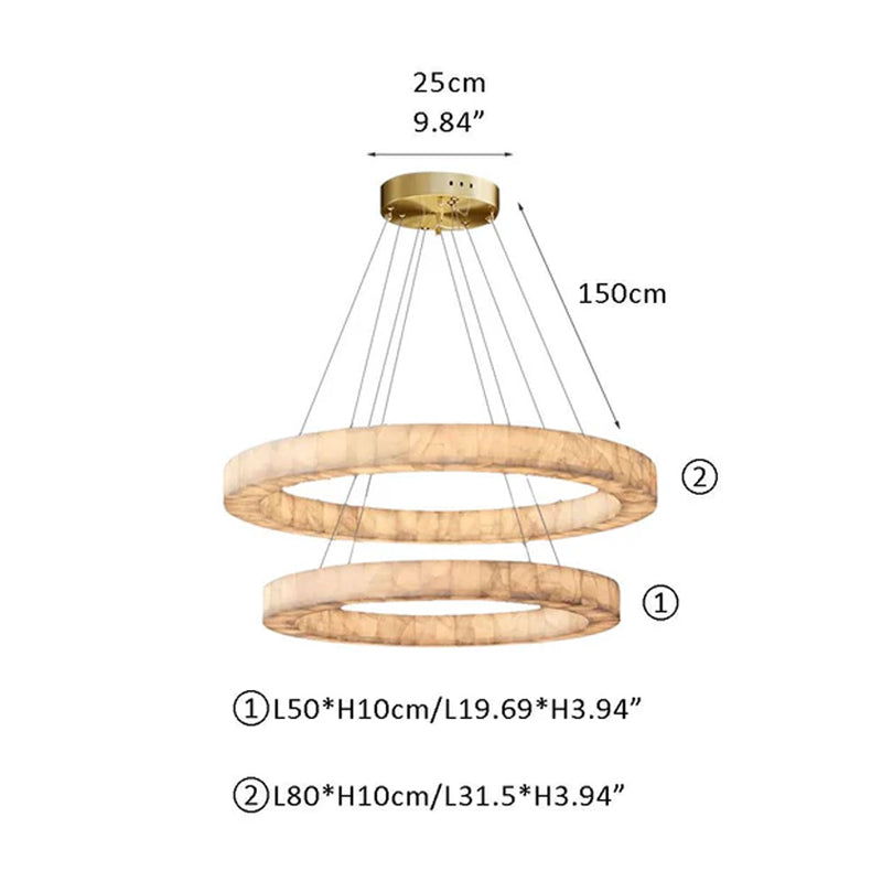 Vintage Rivage Round Calcite Alabaster Chandelier Collection Wide 31" 40" for foyer decor