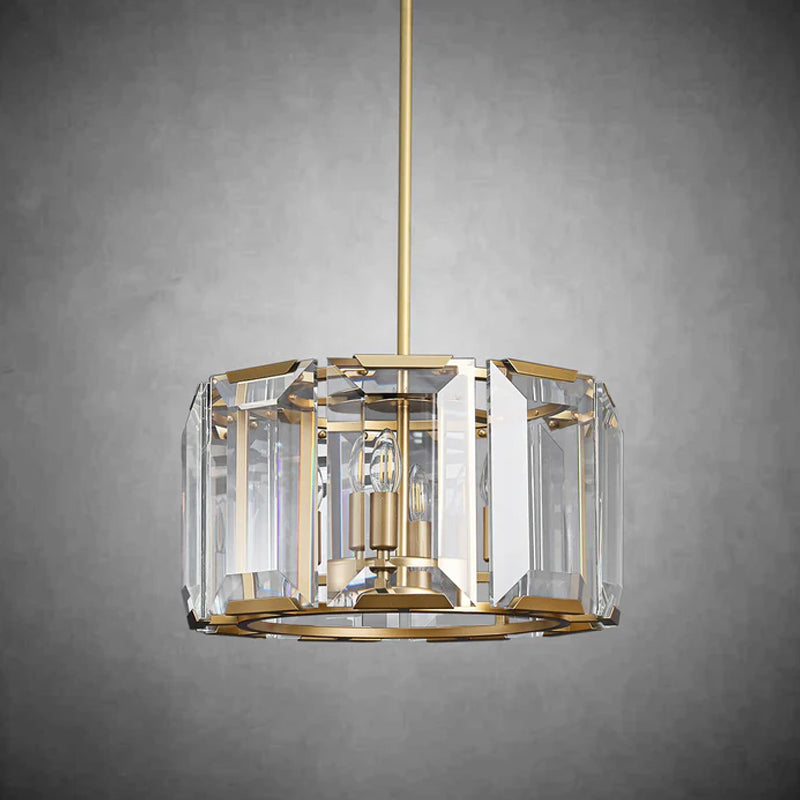 Charles Modern Crystal Round Chandelier Lacquered Brass Round 19"