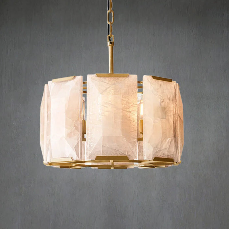 Charles Multicurve Calcite Round Chandelier, Modern Illuminate Lamp for Living Room