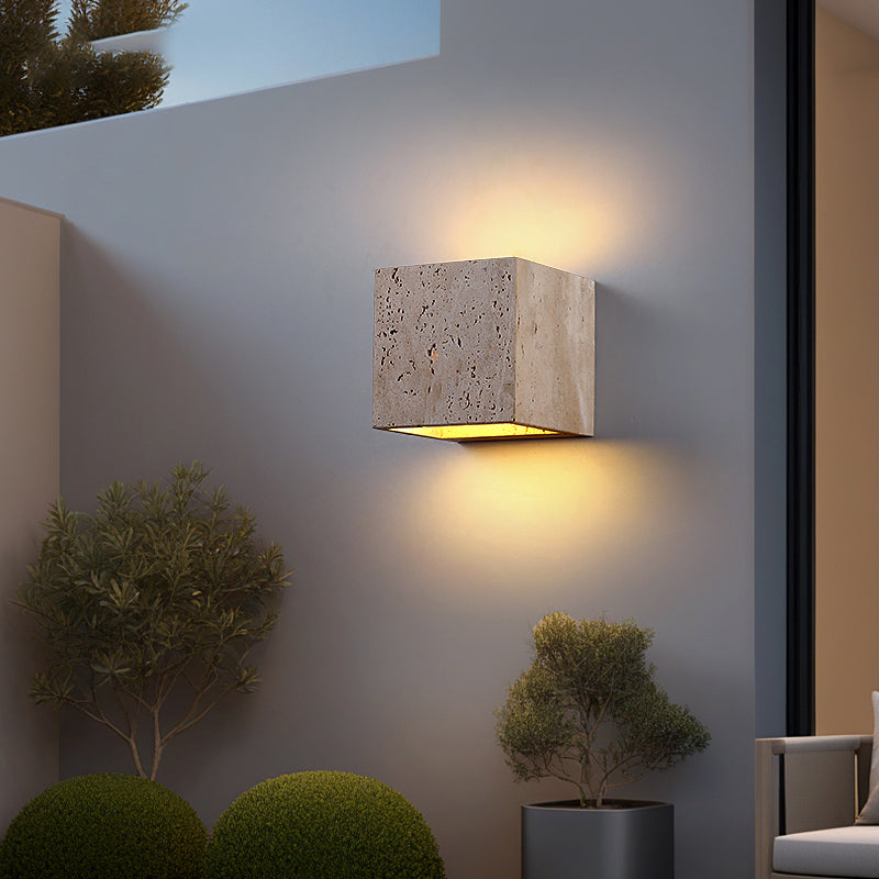 Natural yellow travertine outdoor wall lamp IP68