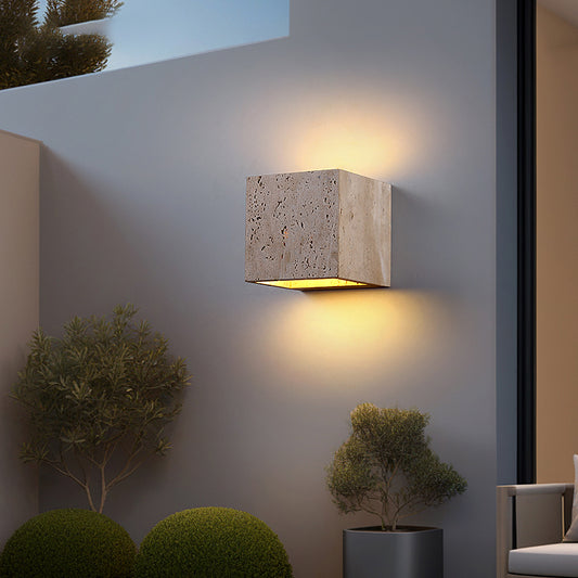 Natural yellow travertine outdoor wall lamp IP68