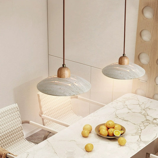 Solid Wood Travertine Linear Chandelier