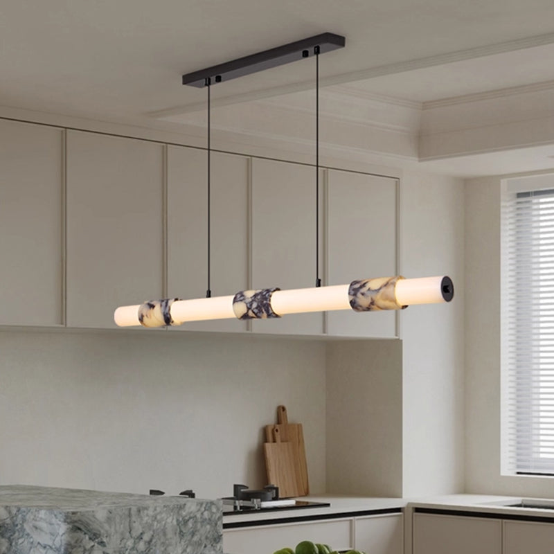 Designer-designed electroplated marble chandelier, L47.24"