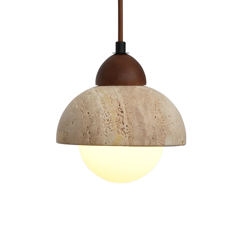 Travertine Glass Semicircle Pendant Light