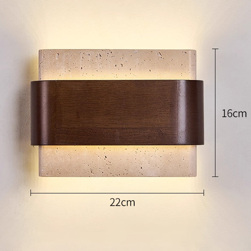 Solid Wood Yellow Travertine Wall Lamp