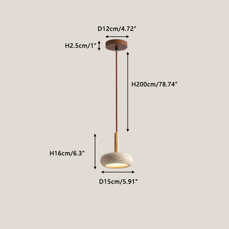 Natural Yellow Travertine Chandelier Walnut wood color 1 Head