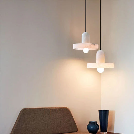 White Alabaster Kitchen Island Pendant Lamp Dia 8Dia 5.9” Height 1-bulb