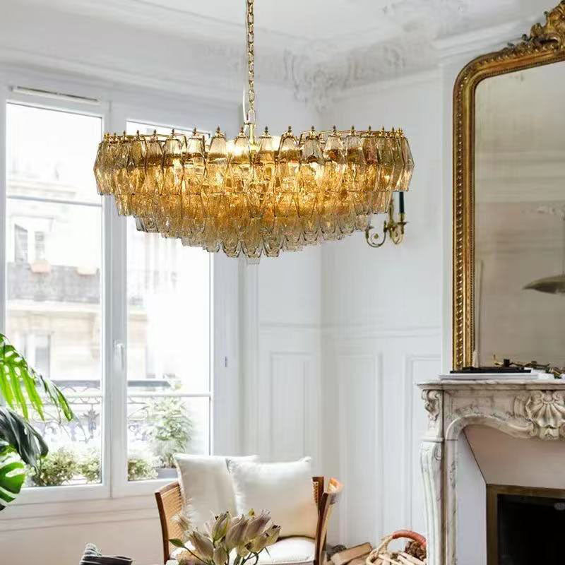 Transparent Glass Round Chandelier 24"31"40"