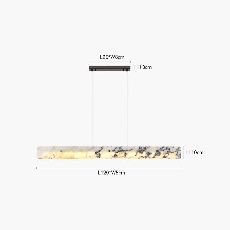 Natural marble dining room chandelier, L47.24" Black 47.24"