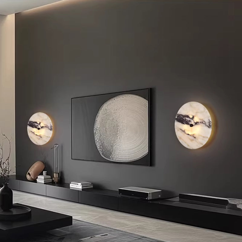 Round Natural Marble Wall Lamp