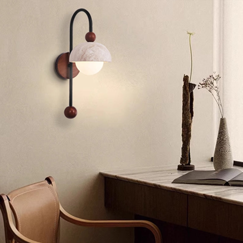 Natural yellow travertine wall lamp for bedroom and hallway lighting