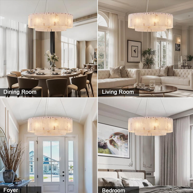 Alabaster Chandeliers D23in Round Chandeliers for Dining Room Small Chandelier Light Fixture for Kitchen Living Room Foyer Entryway Hallway