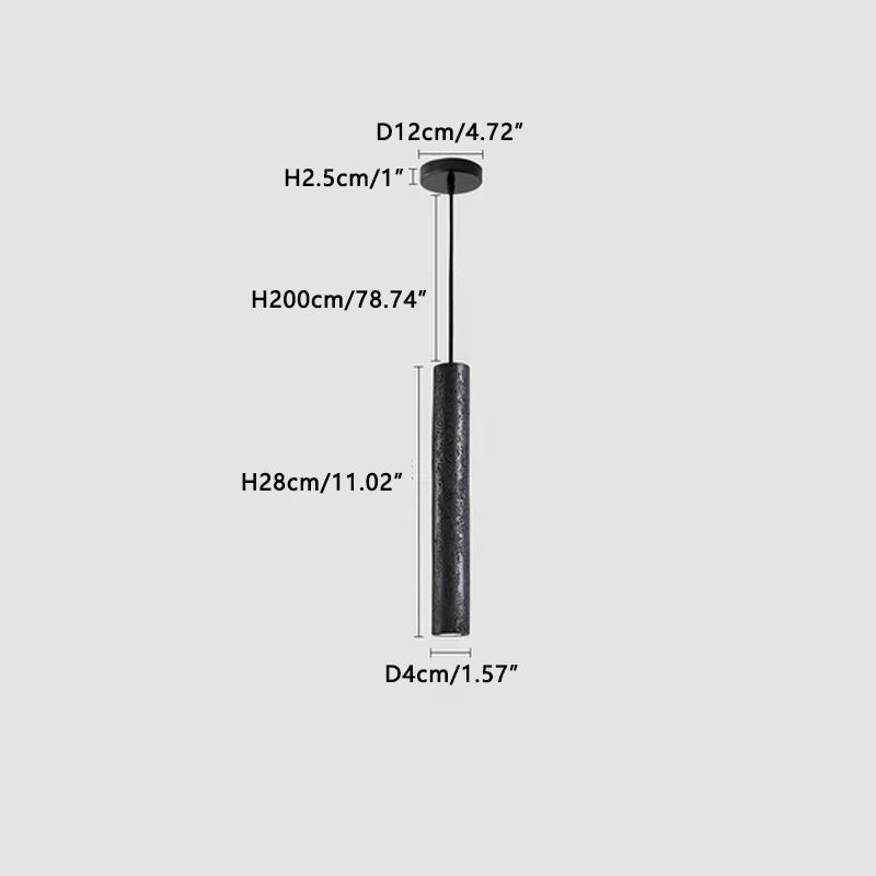 Black natural travertine chandelier Black 1 Heads Dia 4 cm x H 28 cm ∅ 1.57″ x H 11.02″