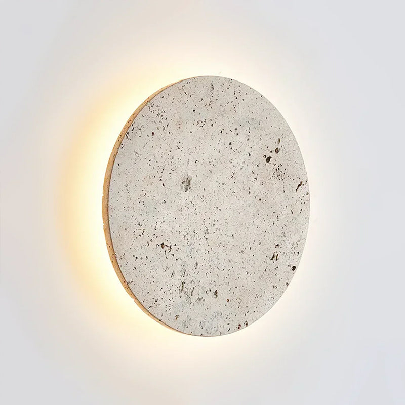 Round Natural Travertine Wall Lamp