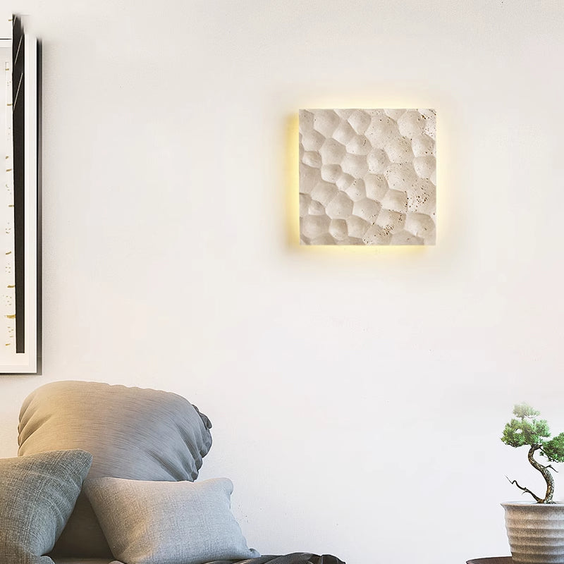 Square LED Wall Lamp Yellow Travertine Living Room Wall Lamp