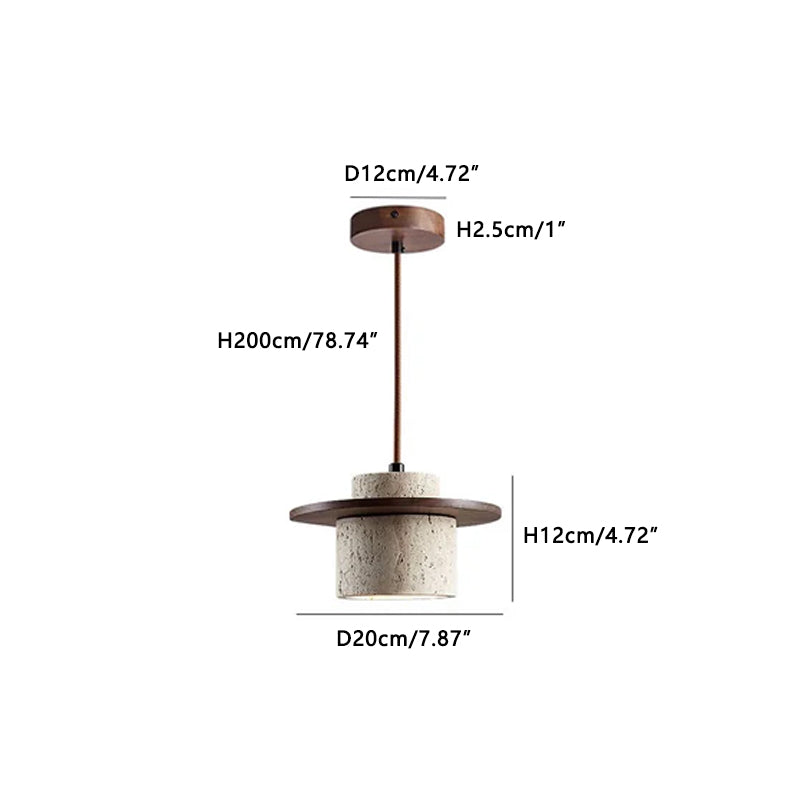Modern Natural Stone Shade Fixture Dark Wood Dia 20 cm x H 12 cm ∅ 7.87″ x H 4.72″